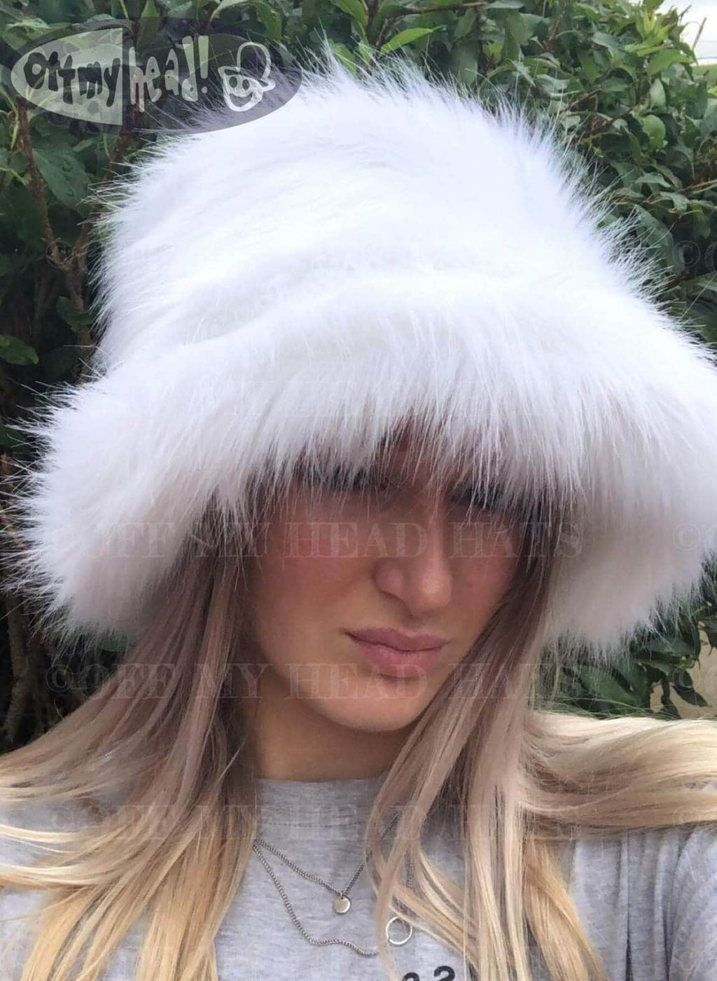 Ice White Faux Fur Bucket Hat-Festival Hat-Floppy Hat-Fur Hat-Fake Fur Hat-Rave Hat-White Fur Hat- Fuzzy Bucket Hat-White Fur Hat