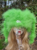 Wispy Bright Green Marshmallow Hat with Polar Fleece Lining- Ski Hat-Apres Ski- Dog Walking-Green Fur Hat-Cruelty Free-Vegan Fabric-Fleece