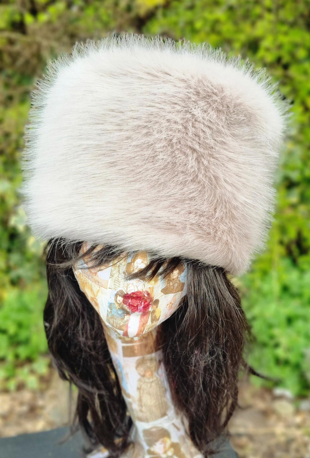 Silver Grey Faux Fur Hat with Polar Fleece Lining-Grey Fur Hat-Silver Hat-Pill Box Hat- Cruelty Free-Vegan Fabric-Grey Fur Hat-Fake Fur Hat