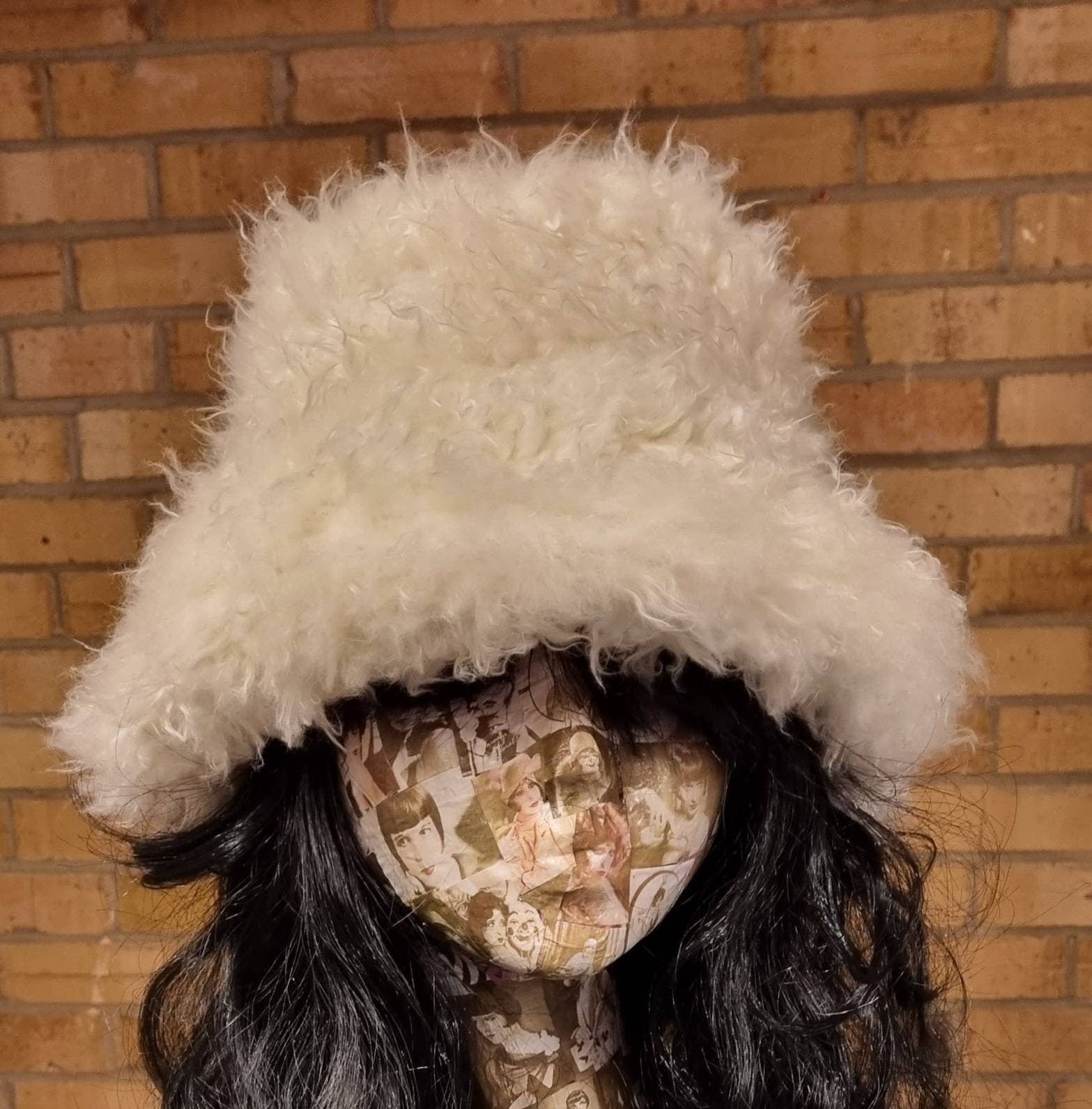 Twisty Faux Fur Bucket Hat-Festival Hat-Fuzzy Bucket Hat-Fur Hat-Fake Fur Hat-Rave Hat-Cream  Fur-Off White Fur-Bucket Hat-Ivory Fake Fur