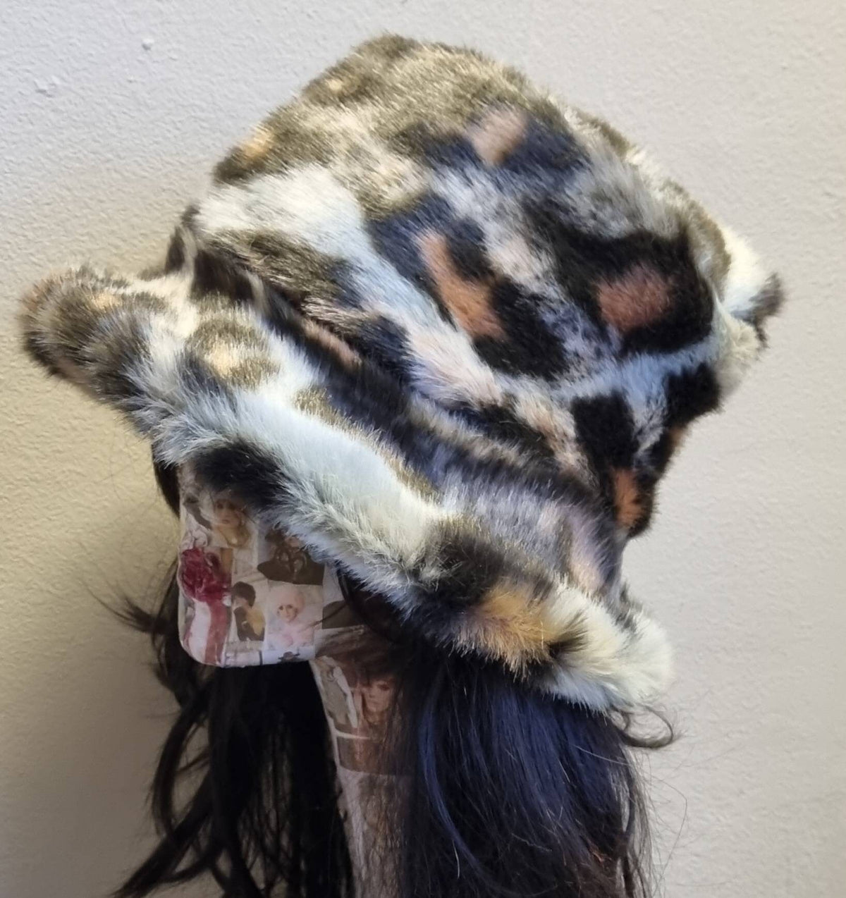 Leopard Print Fuzzy Bucket Hat-Festival Hat-Animal Print Faux Fur Hat-Fake Fur Hat-Rave Hat-Leopard Print Bucket Hat- Hat-vegan friendly-