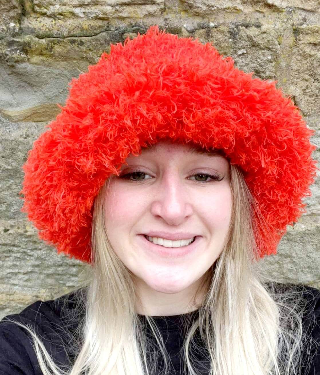Curly Frills Orange Faux Fur Bucket Hat-Festival Hat-Floppy Hat-Fur Hat-Fake Fur Hat-Rave Hat-Orange Fur Hat- Orange Fur Hat-Bright Orange