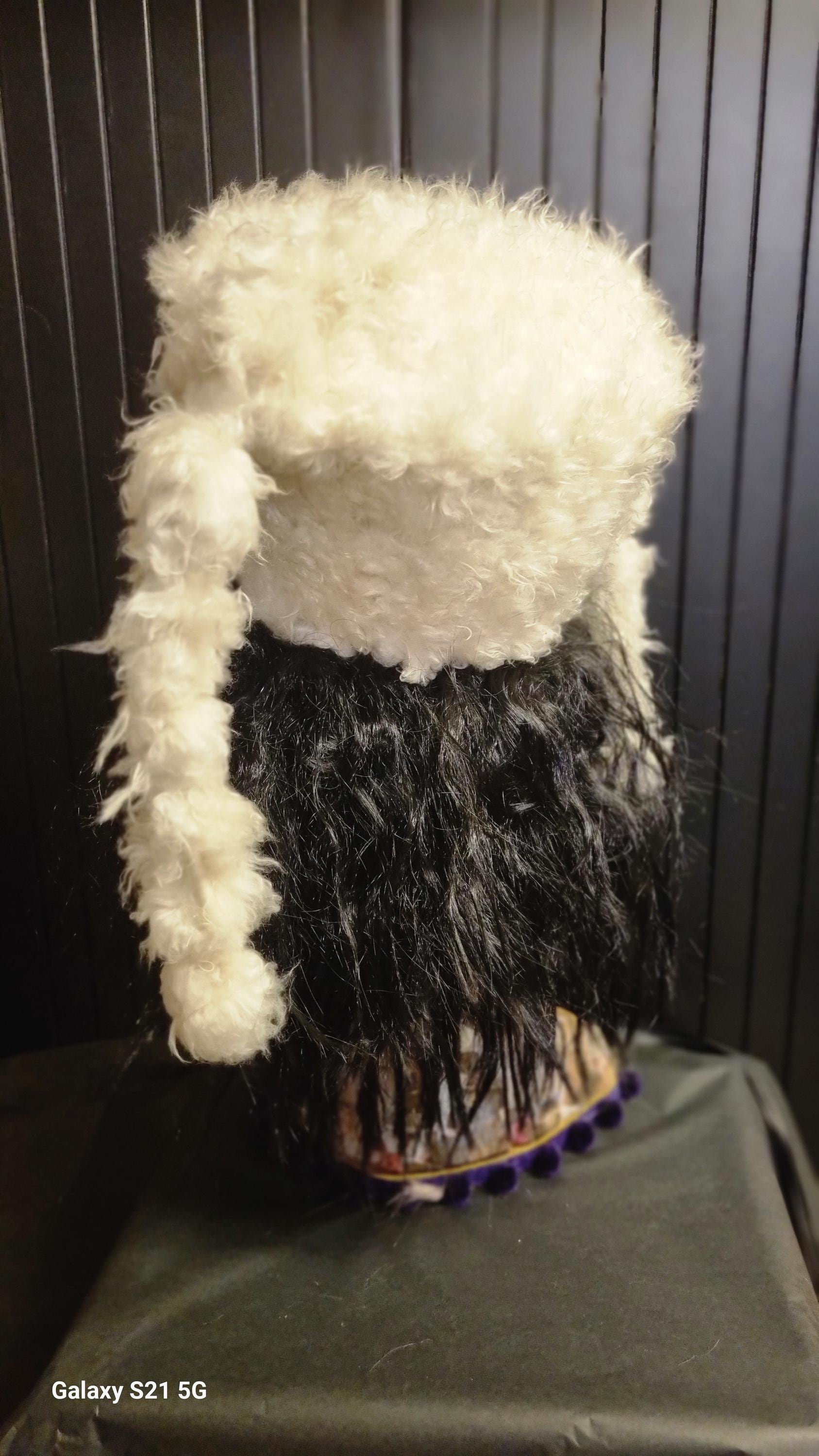 Marshmallow Hat in Twisty Cream Faux Fur | Fluffy Rave Hat | Handmade in England