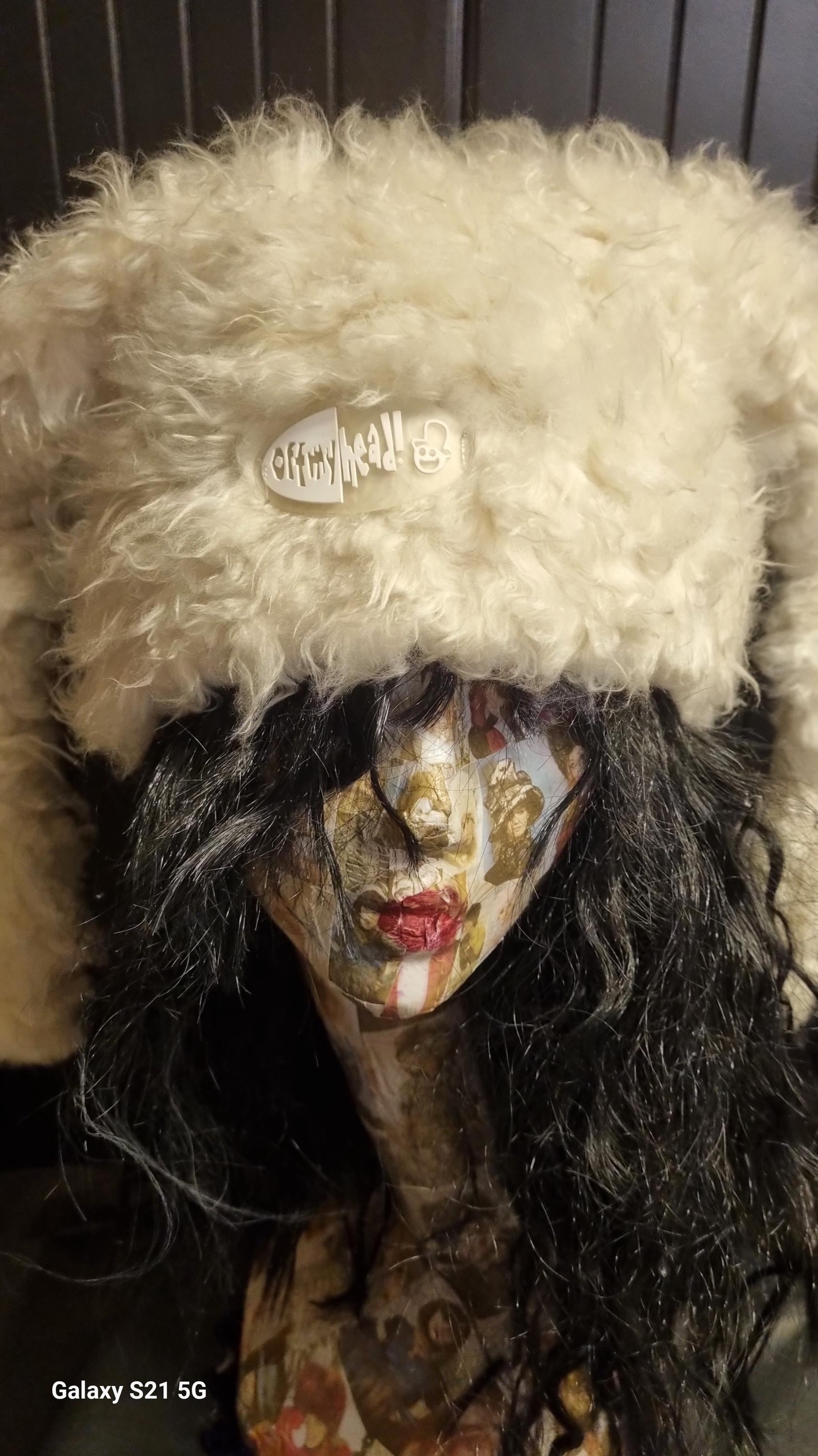 Marshmallow Hat in Twisty Cream Faux Fur | Fluffy Rave Hat | Handmade in England