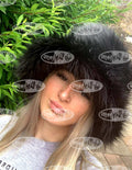 Shiny Black Fabulous Wider 4 inch Brim-Luxury Faux Fur Bucket Hat-Black Fur-Fuzzy Bucket Hat-Festival Hat-Floppy Hat-Fur Hat- Vegan Friendly