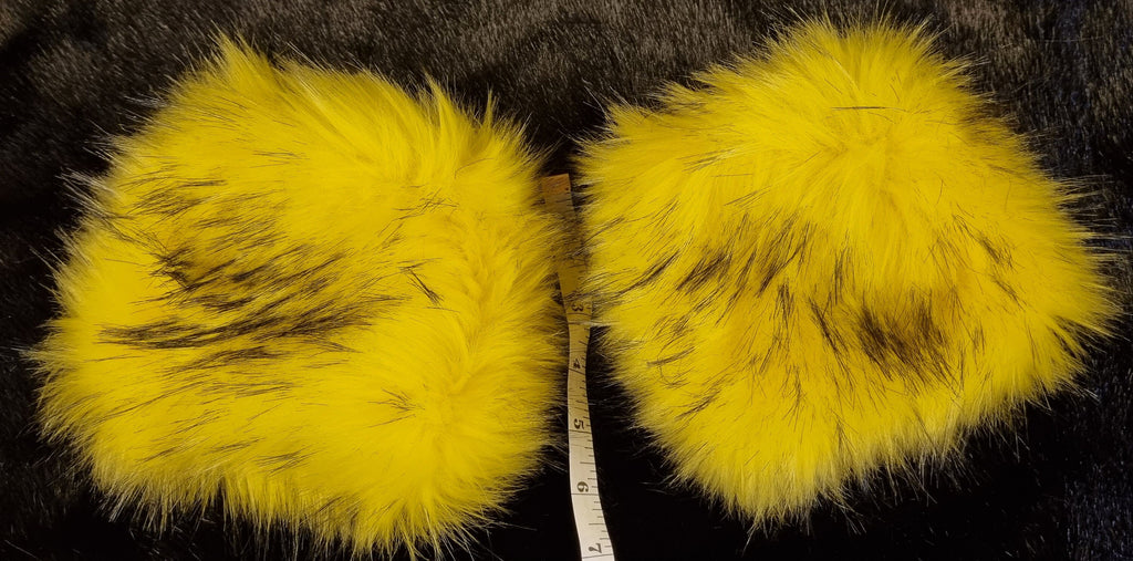 Canary Yellow Faux Fur Cuffs | Fluffy Wrist Warmers | Handmade in England