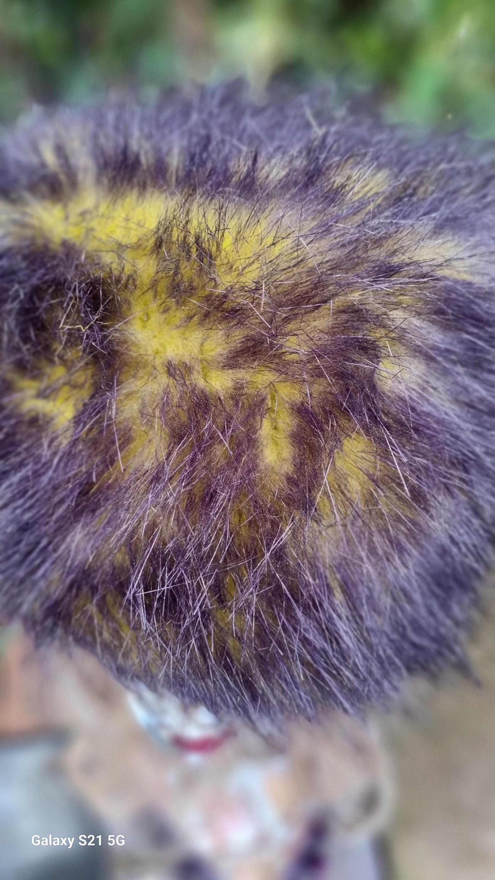Yellow and Dark Grey Faux Fur Hat-Fleece Lining- Wintet Fur Hat-Black Fur Hat-Yellow-Cruelty Free-Vegan Fabric
