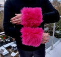 fluffy wist cffs in shocking pink faux fur