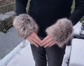 Grey & Brown Faux Fur Cuffs | Fluffy Wrist Warmers | Handmade in England