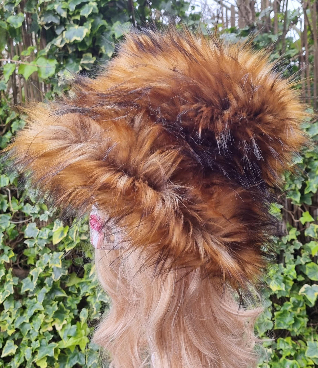 Foxy faux fur bucket hat — second side angle showing depth and volume of luxury faux fur