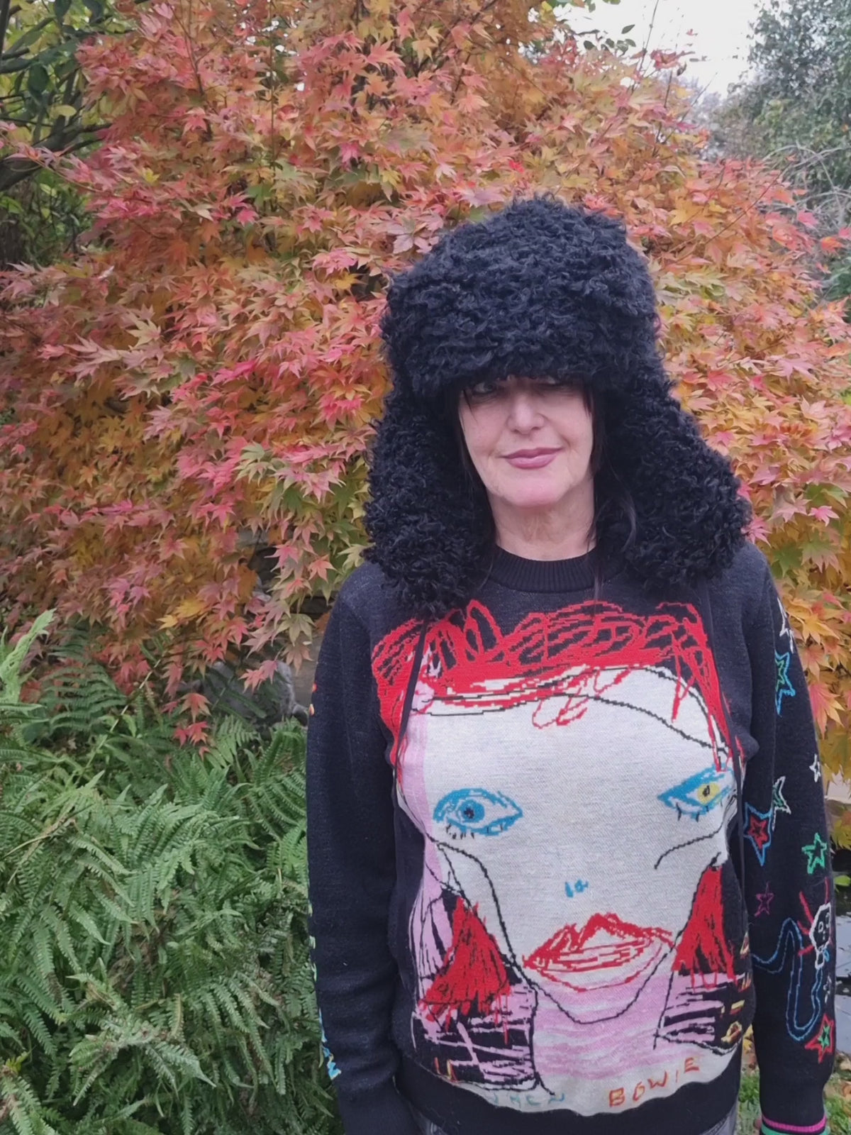 Oversized Black Faux Poodle Fur Trapper Hat