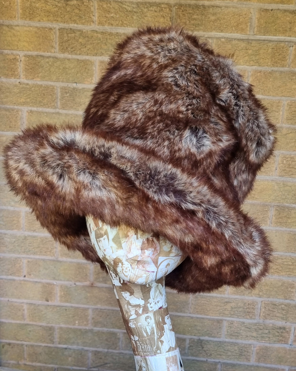 Tall Speckled Ginger Brown Faux Fur Hat | Handmade in England
