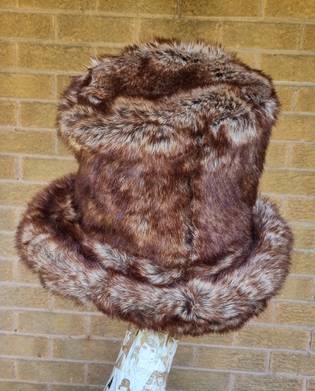 Tall Speckled Ginger Brown Faux Fur Hat | Handmade in England