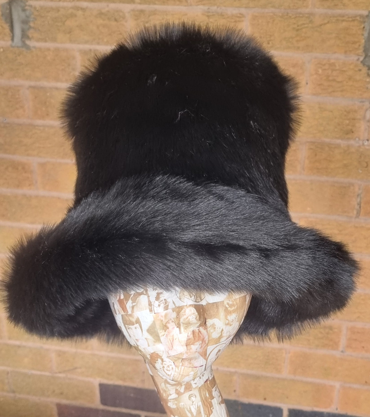 6 inch Tall Black Faux Fur Hat | Handmade in England | JK Space Cowboy Hat