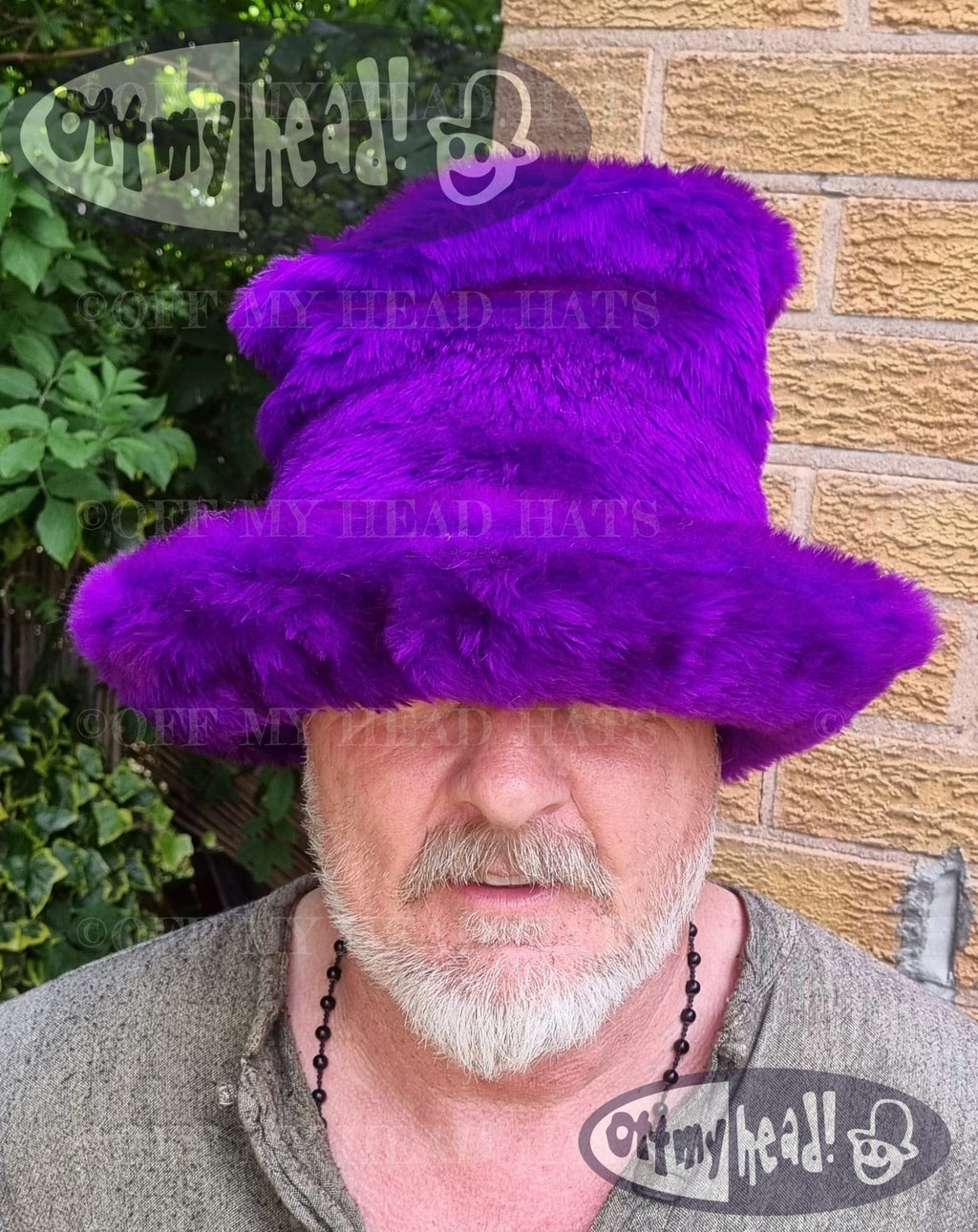 Tall Purple Faux Fur Hat | JK Space Cowboy Style | Stovepipe Hat | Handmade in UK